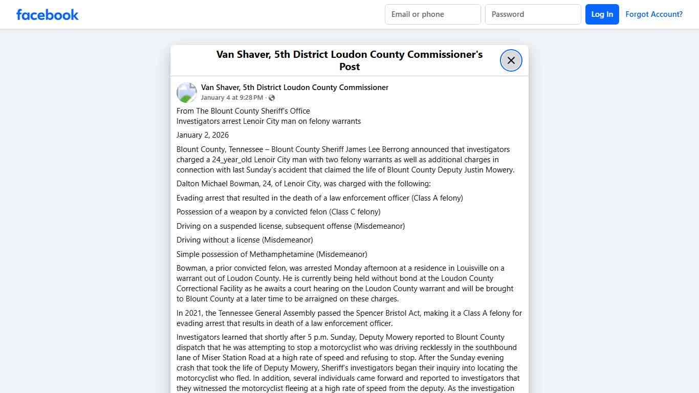 From... - Van Shaver, 5th District Loudon County Commissioner Facebook